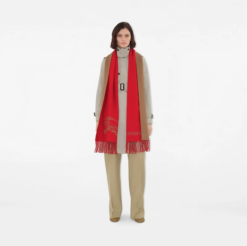 Reversible EKD Cashmere Scarf in Pillar/camel | Burberry® Official