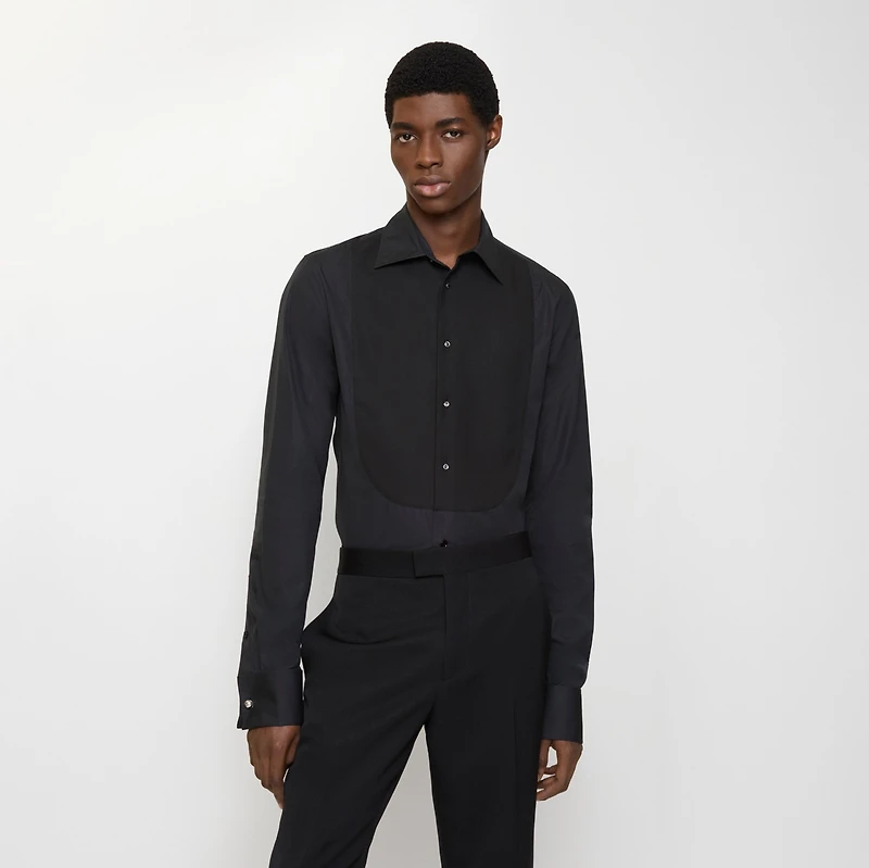 Slim Fit Cotton Tuxedo Shirt in Black - Men | Burberry® Official