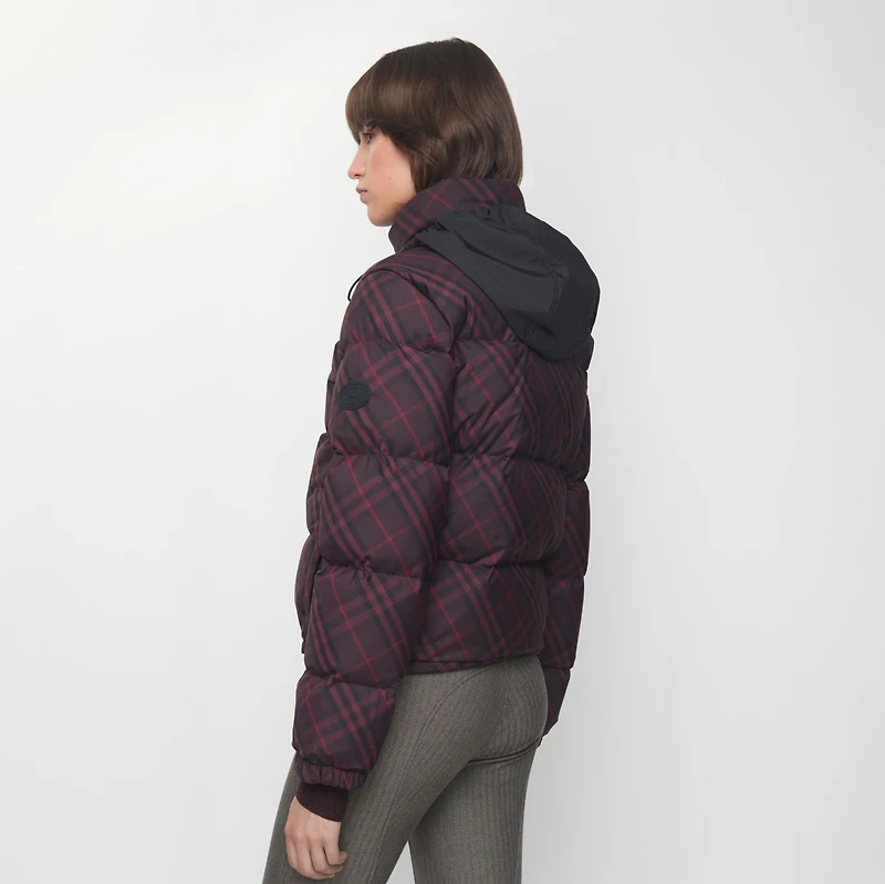 Check Ambleside Puffer Jacket in Wine red - Women | Burberry® Official