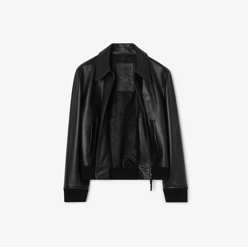 Leather Bloomsbury Harrington Jacket in Black - Men | Burberry® Official