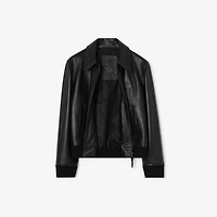 Leather Bloomsbury Harrington Jacket in Black - Men | Burberry® Official