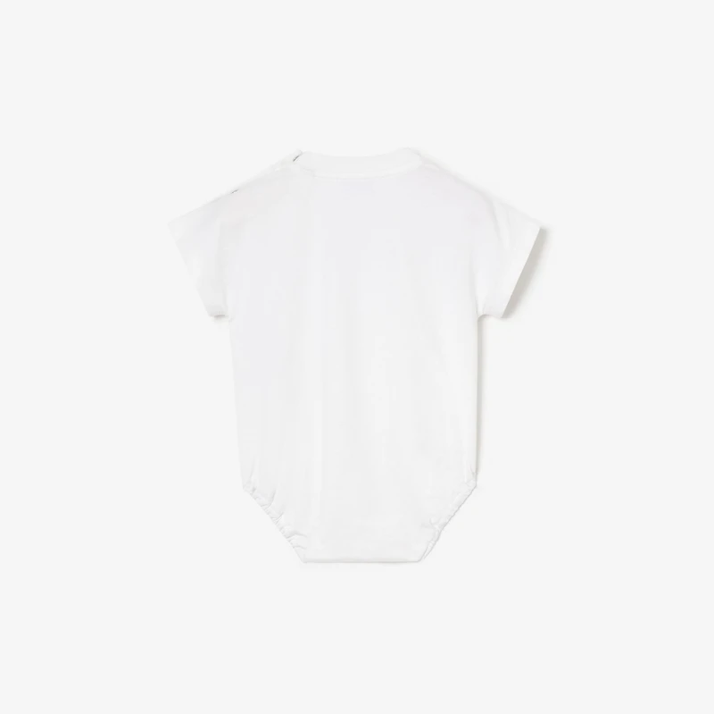 Check Cursive Logo Cotton Bodysuit in White - Children | Burberry® Official