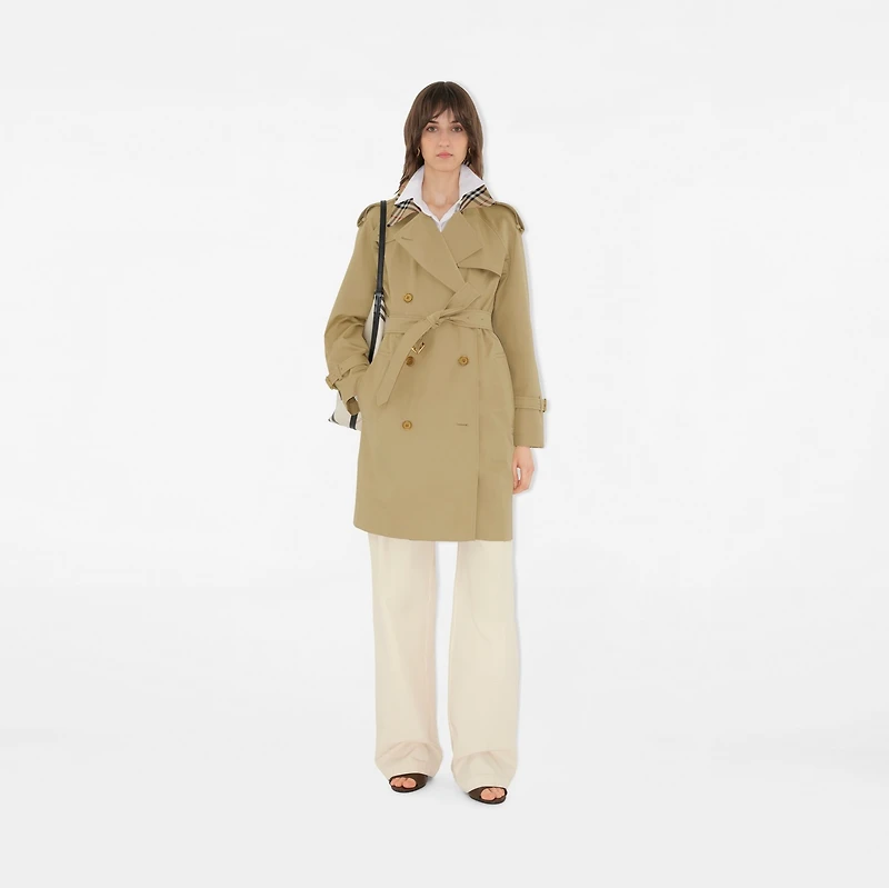 Mid-length Check Collar Castleford Trench Coat in Hamper - Women, Cotton | Burberry® Official