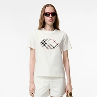 Check Knight Stamp Cotton T-shirt in Chalk white - Women | Burberry® Official