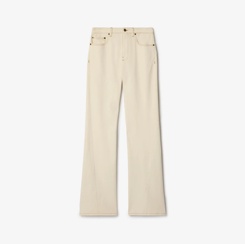 High Rise Bootcut Jeans in Ceramic white - Women, Cotton | Burberry® Official
