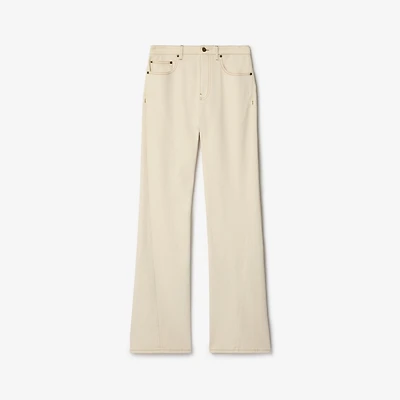 High Rise Bootcut Jeans in Ceramic white - Women, Cotton | Burberry® Official