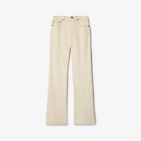 High Rise Bootcut Jeans in Ceramic white - Women, Cotton | Burberry® Official