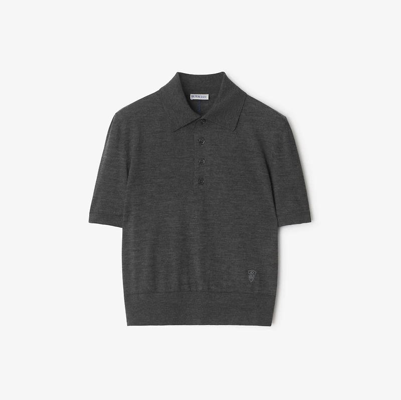 Wool Polo Shirt in Mid grey - Women | Burberry® Official