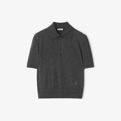 Wool Polo Shirt in Mid grey - Women | Burberry® Official