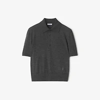 Wool Polo Shirt in Mid grey - Women | Burberry® Official