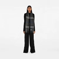 Check Cashmere Scarf in Dark charcoal | Burberry® Official