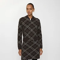 Check Wool Cashmere Bomber Jacket in Truffle brown - Women | Burberry® Official