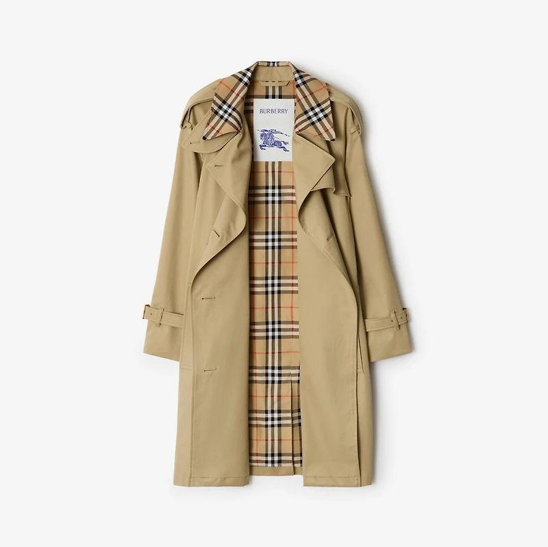Mid-length Check Collar Castleford Trench Coat in Hamper - Women, Cotton | Burberry® Official