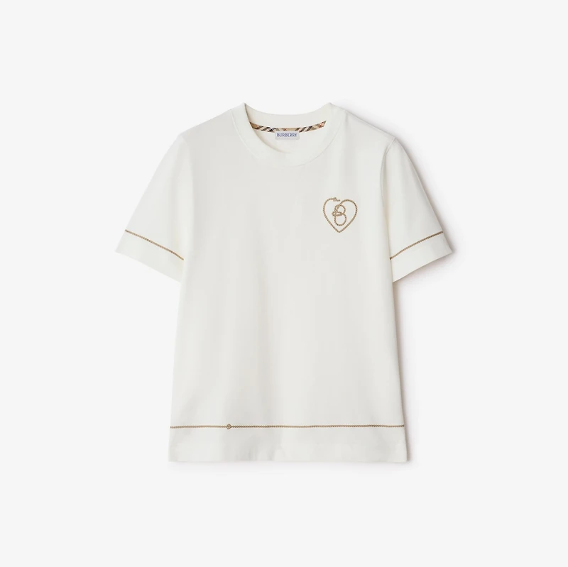 B Heart Cotton T-shirt in Chalk white - Women | Burberry® Official