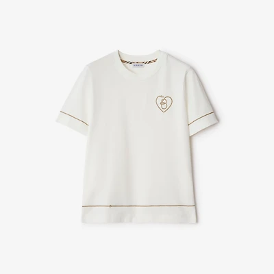 B Heart Cotton T-shirt in Chalk white - Women | Burberry® Official