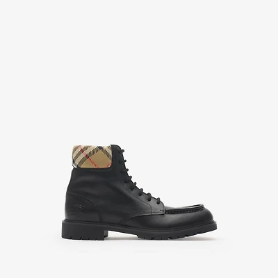 Leather Rogue Combat Boots in Black - Men | Burberry® Official