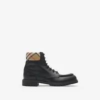 Leather Rogue Combat Boots in Black - Men | Burberry® Official