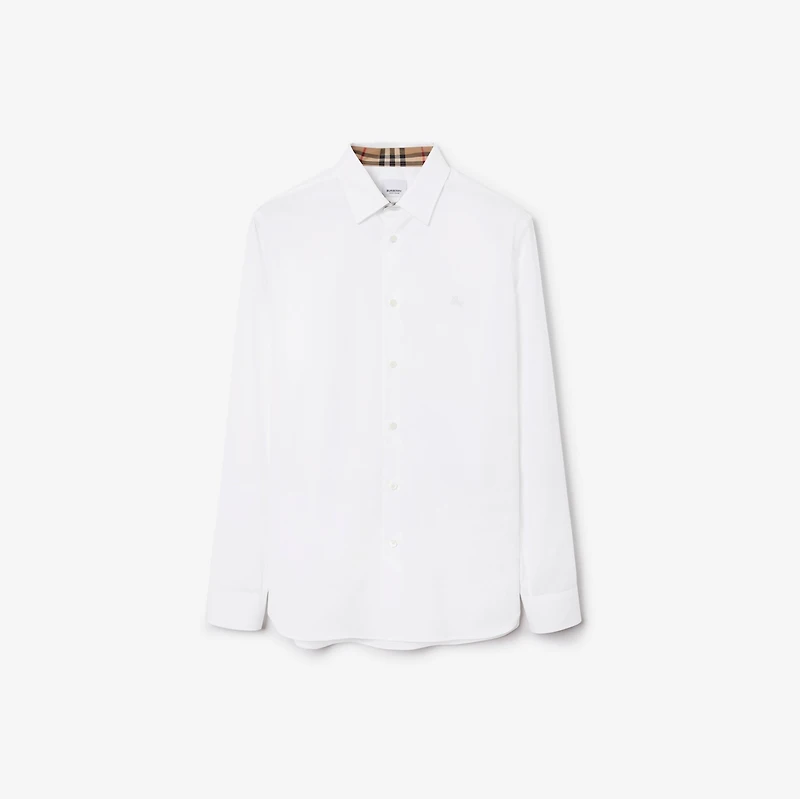Slim Fit Stretch Cotton Shirt in White