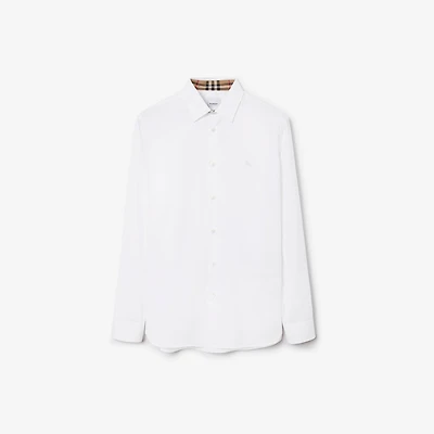 Slim Fit Stretch Cotton Shirt in White
