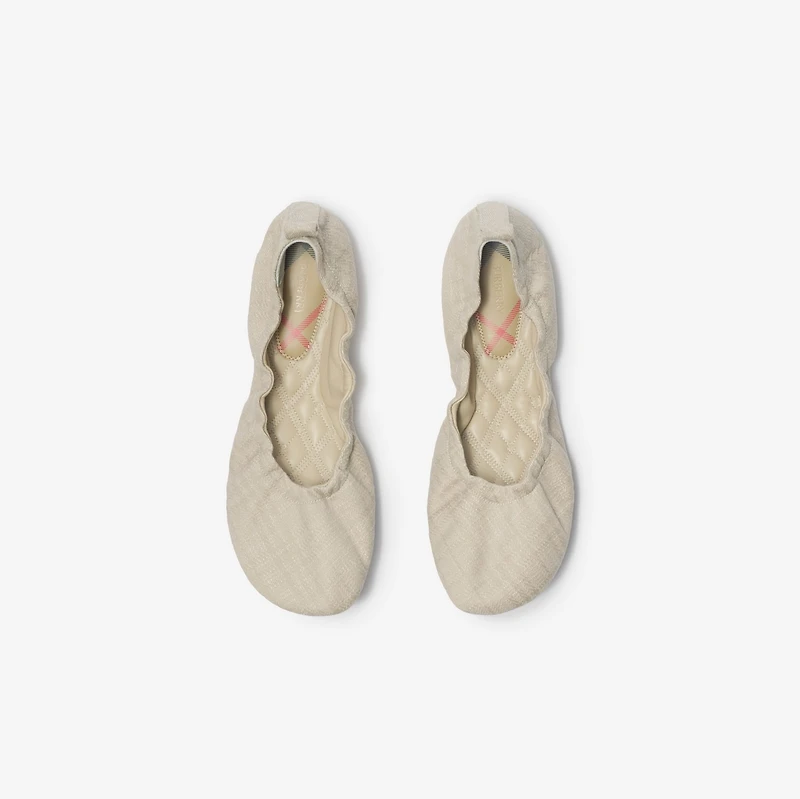 Check Denim Baby Ballerinas​ in Gull - Women, Cotton | Burberry® Official