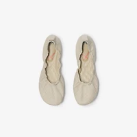 Check Denim Baby Ballerinas​ in Gull - Women, Cotton | Burberry® Official