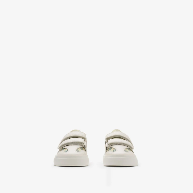 Check and Leather Sneakers in Breeze - Children | Burberry® Official