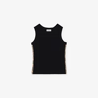Check Trim Stretch Cotton Vest in Black | Burberry® Official