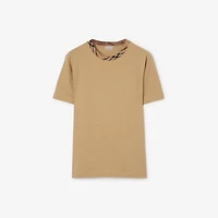 Check Trim Cotton T-shirt in Flax beige - Men | Burberry® Official