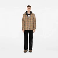 Reversible Check Nylon Hooded Jacket in Archive beige - Men | Burberry® Official