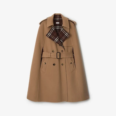 Wool Belmont Trench Cape in Camel brown/treacle brown - Women | Burberry® Official