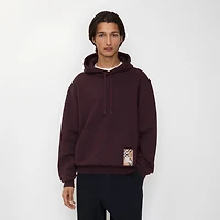 Check Label Cotton Hoodie in Wine red - Men | Burberry® Official