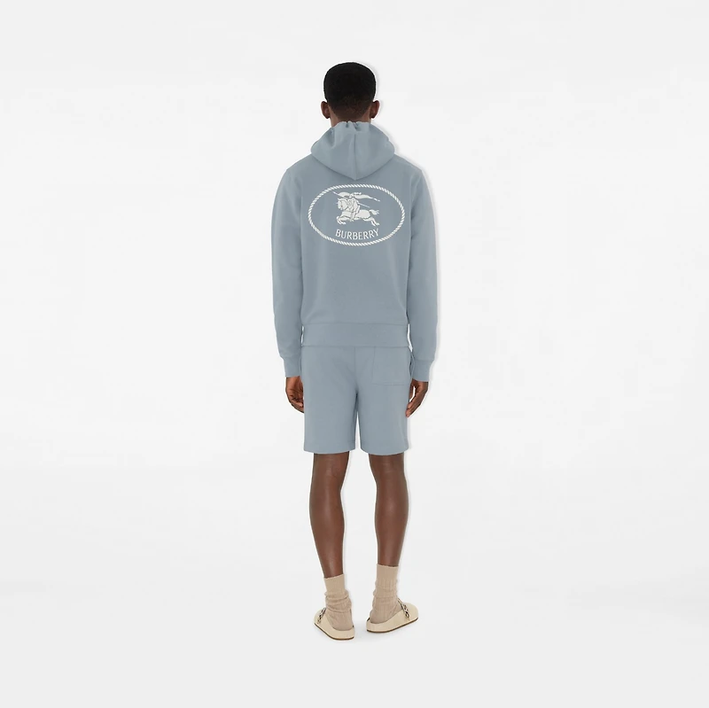 Knight Stamp Cotton Zip Hoodie in Gale grey - Men | Burberry® Official