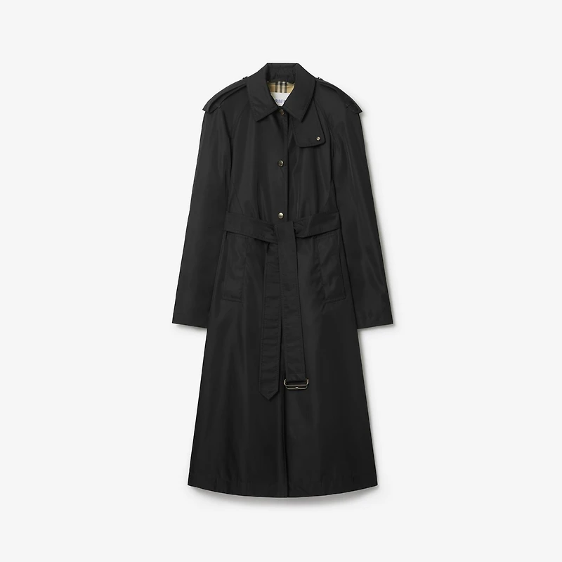 Long Nylon Hooded Car Coat in Black - Women | Burberry® Official