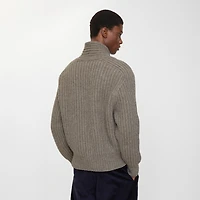 Shawl Collar Wool Sweater in Beige melange - Men | Burberry® Official