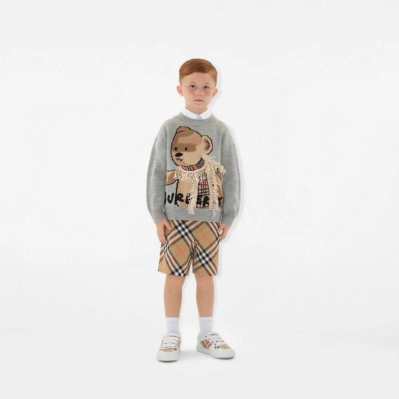 Thomas Bear Wool Sweater in Light grey melange | Burberry® Official