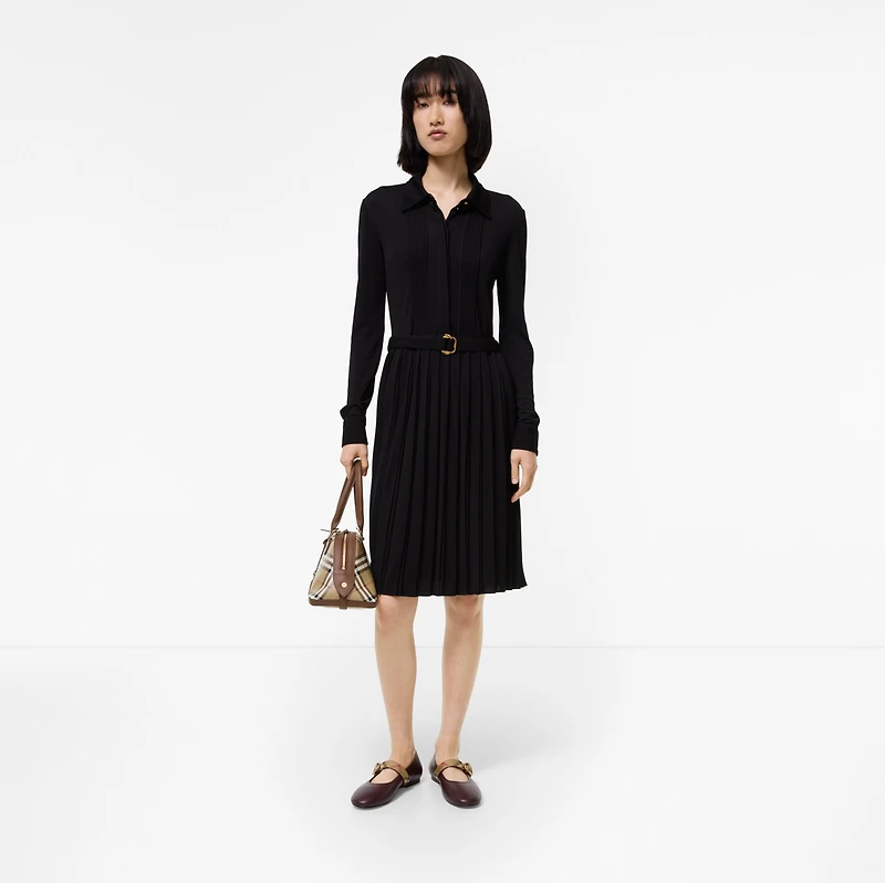Belted Viscose Dress in Black - Women | Burberry® Official