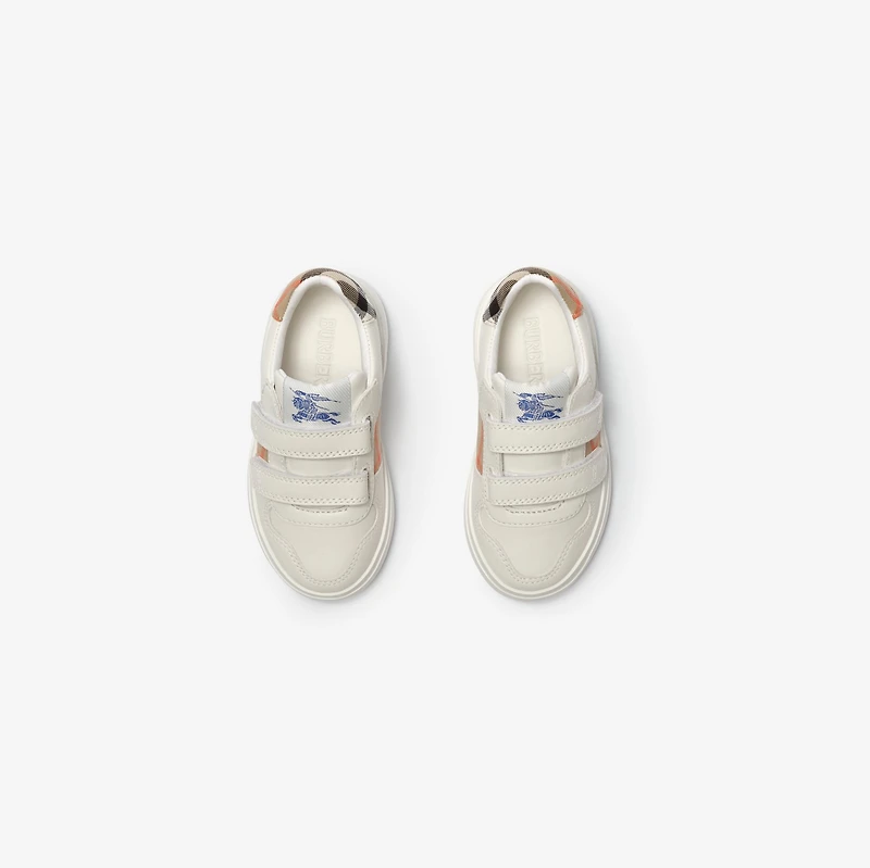 Check and Leather Sneakers in Sand beige - Children | Burberry® Official