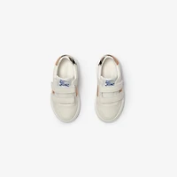 Check and Leather Sneakers in Sand beige - Children | Burberry® Official