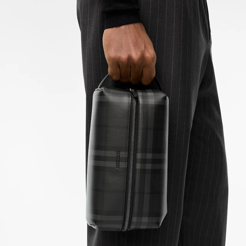 City Check Travel Pouch in Iron grey - Men, Cotton, Technical | Burberry® Official