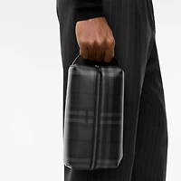 City Check Travel Pouch in Iron grey - Men, Cotton, Technical | Burberry® Official