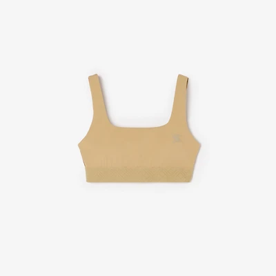 Check Trim Stretch Nylon Bra Top in Beige - Women | Burberry® Official