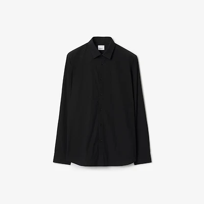 Slim Fit Stretch Cotton Shirt in Black - Men | Burberry® Official