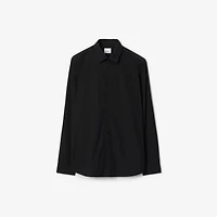 Slim Fit Stretch Cotton Shirt in Black - Men | Burberry® Official