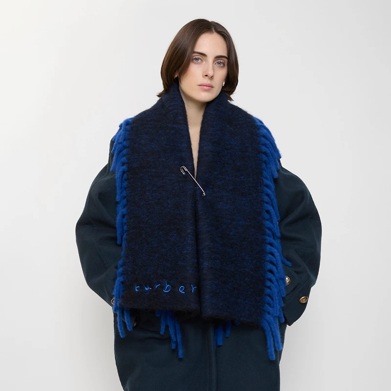 Alpaca Wool Blend Happy Scarf in Firth blue/black | Burberry® Official