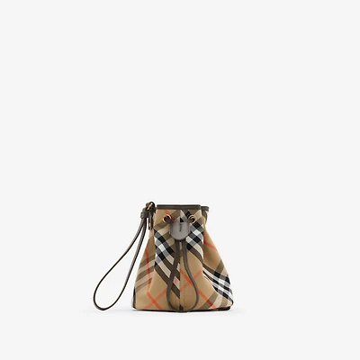 Check Drawstring Pouch in Sand - Women | Burberry® Official