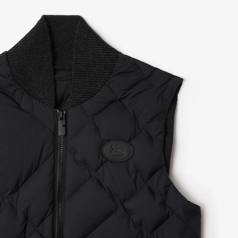 Check-stitch Nylon Gilet in Black - Women | Burberry® Official