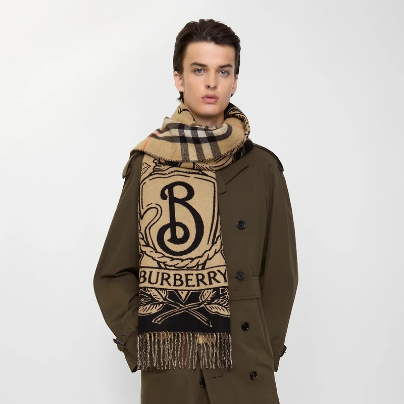 Wide Reversible Stormy Knight Scarf in Sand | Burberry® Official
