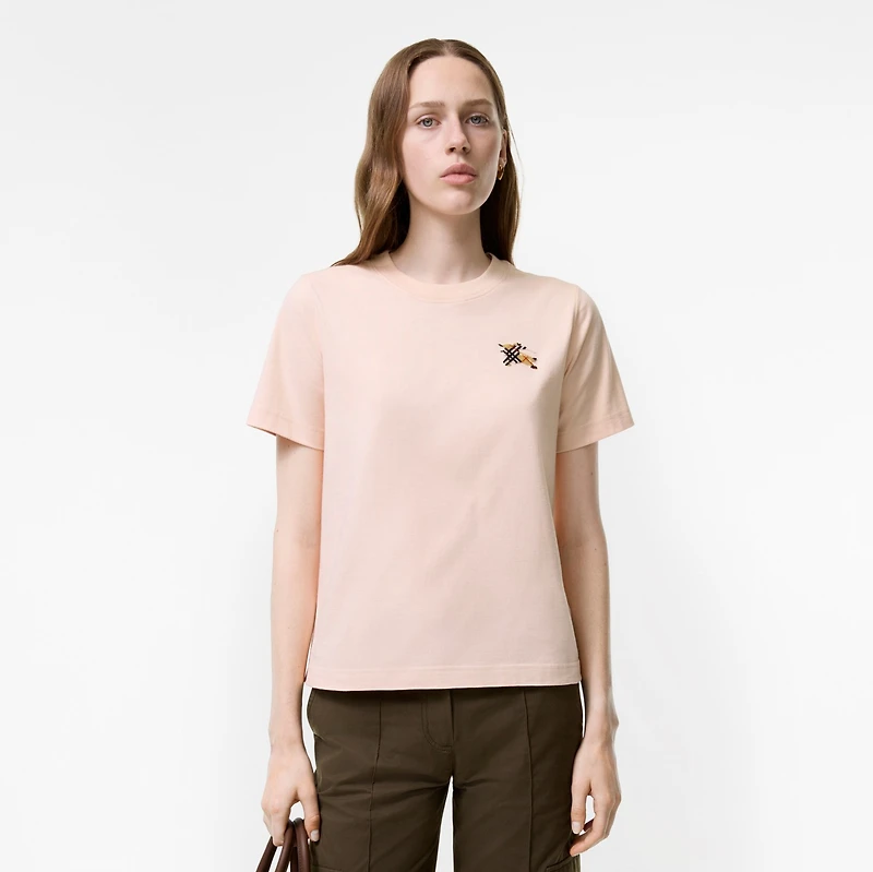Knight Check Cotton T-shirt in Compact pink - Women | Burberry® Official