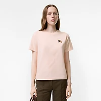 Knight Check Cotton T-shirt in Compact pink - Women | Burberry® Official