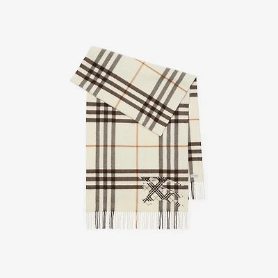 Wide Cross Stitch EKD Check Cashmere Scarf in Pebble white | Burberry® Official